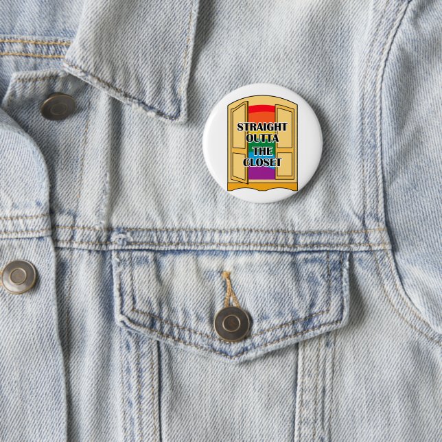 Straight Outta The Closet 6 Cm Round Badge (In Situ)