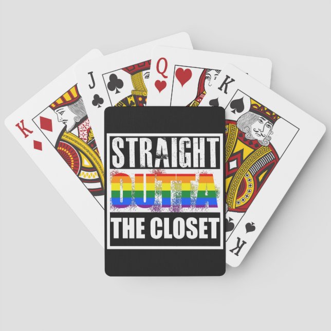 Straight outta the closet gay pride playing cards (Back)
