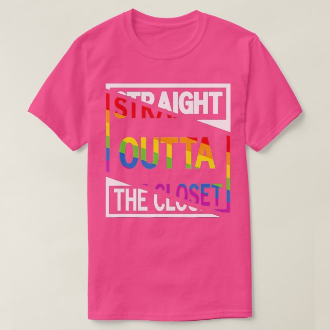 Straight Outta the Closet Proud LGB Pride Rainbow  T-Shirt (Design Front)