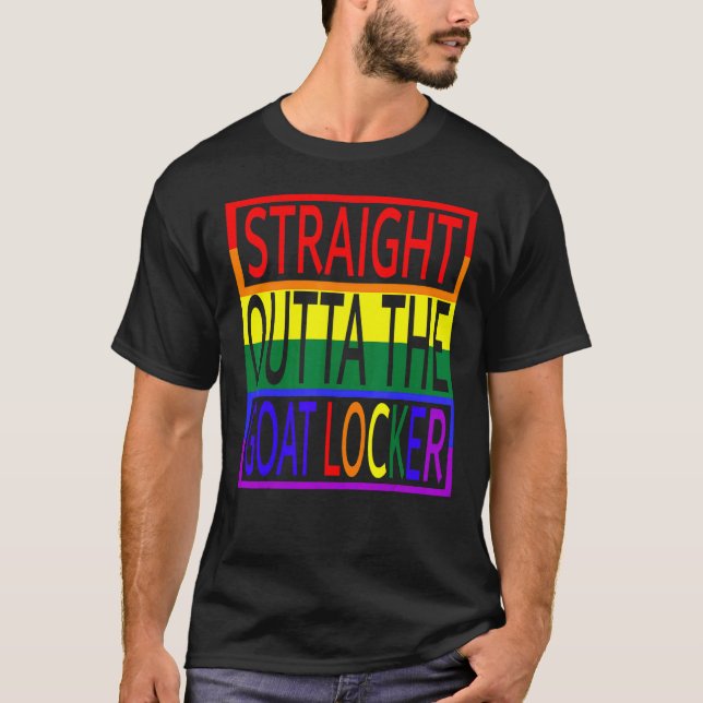 Straight Outta The Goat Locker Navy Chief Rainbow  T-Shirt (Front)