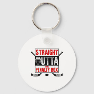 Straight Outta The Penalty Box Funny Ice Hockey Pl Key Ring