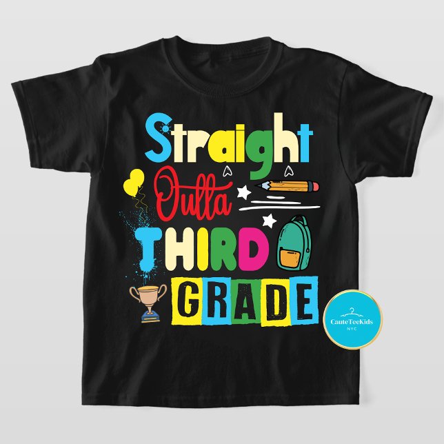 Straight Outta Third Grade Fourth Grader  Tri-Blend Shirt (Creator Uploaded)