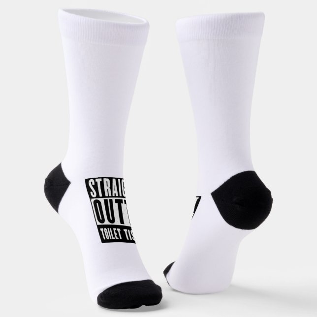 Straight Outta Toilet Tissue Funny Prepper Gifts Socks (Angled)
