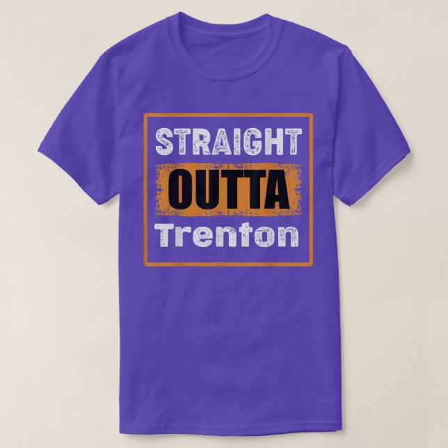 Straight Outta Trenton New Jersey USA Retro Distre T-Shirt (Design Front)