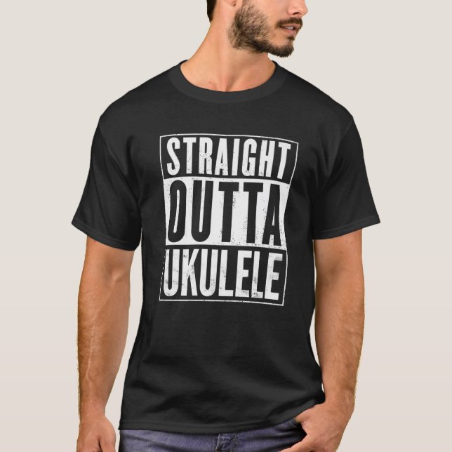 Straight Outta Ukulele Vintage Distressed Funny T-Shirt (Front)