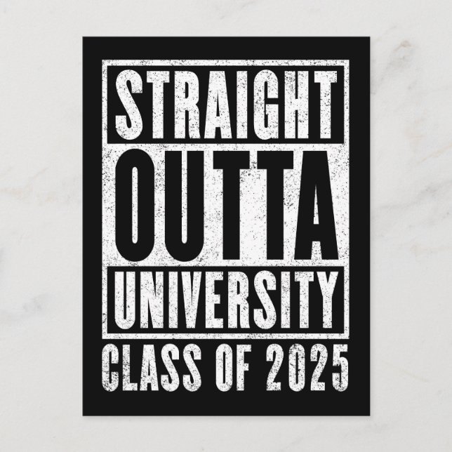 Straight Outta University 2025 Distressed Version Postcard (Front)