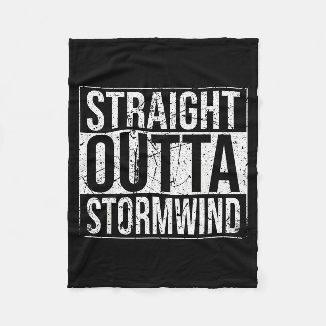 Straight Outta Wind Funny Wow Alliance Gamer Vinta Fleece Blanket (Front)