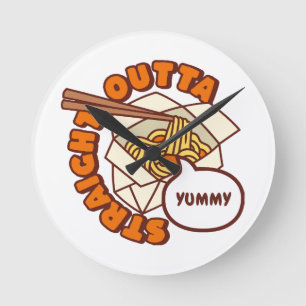 Straight Outta Yummy Ramen Noodles Round Clock