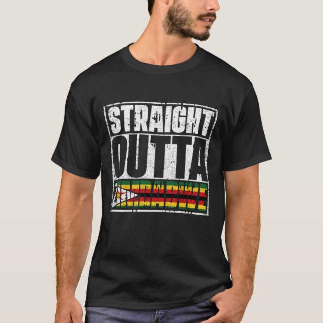 Straight Outta Zimbabwe Flag T-Shirt (Front)