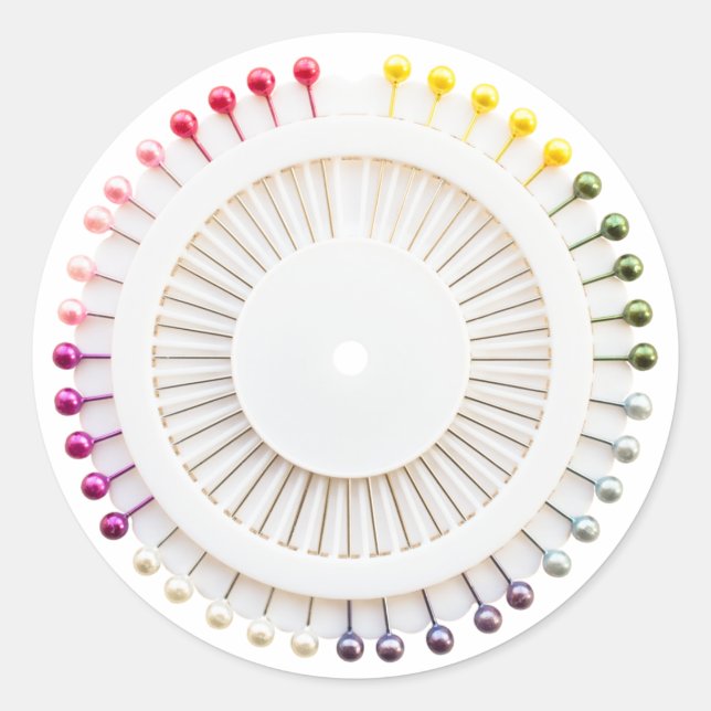 Straight pins holder classic round sticker (Front)