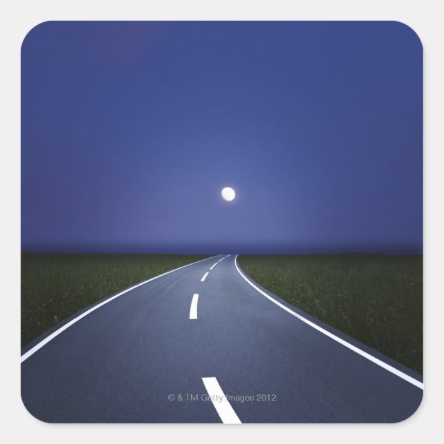 Straight Road at Night Square Sticker (Front)
