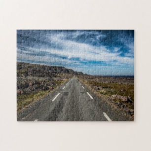 Straight Scenic Road Landscape Photo Jigsaw Puzzle