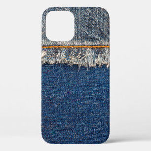 Straight stitch with orange thread on bleached den iPhone 12 case