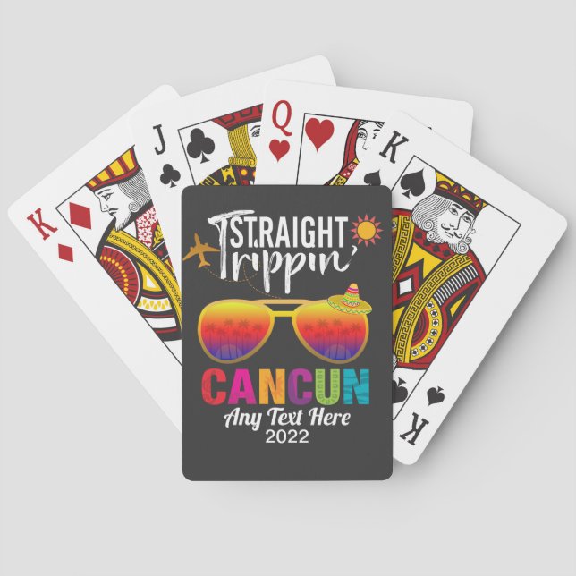 Straight Trippin Cancun Mexico Travel Vacation  Playing Cards (Back)