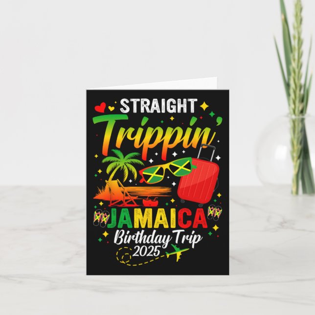 Straight Trippin' Jamaica Vacation 2025 Birthday F Card (Front)