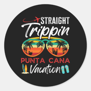 Straight Trippin Punta Cana Couples Family Vacatio Classic Round Sticker