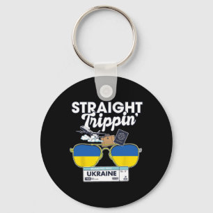 Straight Trippin' Ukraine Vacation Tour Travel Tri Key Ring