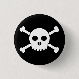 Straight White Deth's Head Button