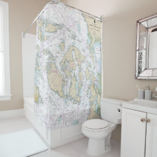 Strait of Juan de Fuca to Strait of Georgia Chart Shower Curtain