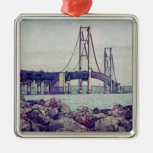 Straits of Mackinac Metal Tree Decoration