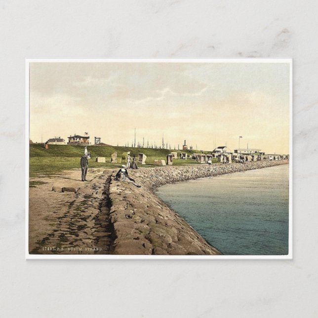 Strand, Busum, Schleswig-Holstein, Germany rare Ph Postcard (Front)