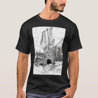 Stranded And Sunken Old Sail Ship 17Th Century Etc T-Shirt
