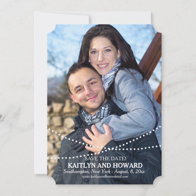 Strands of Beads Photo Save the Date Announcement (Front)