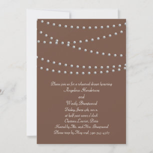 Strands of Pearls on Brown Rehearsal Dinner Invitation