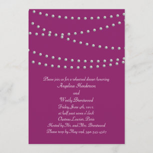 Strands of Pearls on Magenta Rehearsal Dinner Invitation