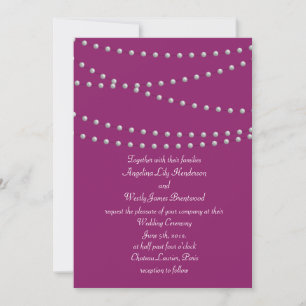 Strands of Pearls on Magenta Wedding Invitation