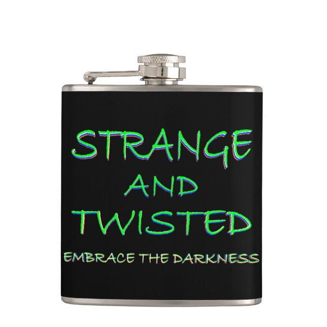 Strange and Twisted Hip Flask (Front)