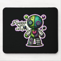 Strange and Unusual Purple Green Heart Voodoo Bear