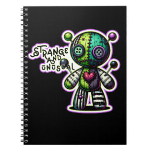 Strange and Unusual Purple Green Heart Voodoo Bear Notebook