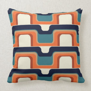 Strange Blue Orange Wave Throw Pillow