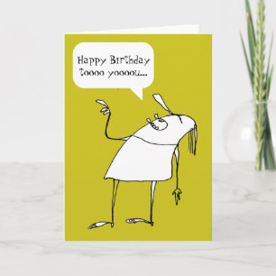 Strange Cartoon Character Happy Birthday Card