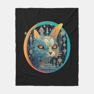 Strange Cat Staring at Your Headlights Fleece Blanket