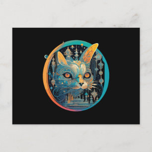 Strange Cat Staring at Your Headlights Postcard