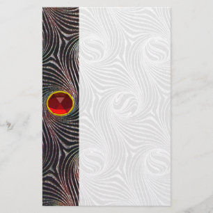 STRANGE CIRCLES,SWIRLS,Red Ruby Gemstone Stationery