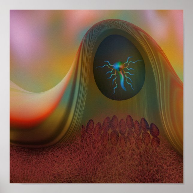 Strange creature overseeing eggs poster (Front)