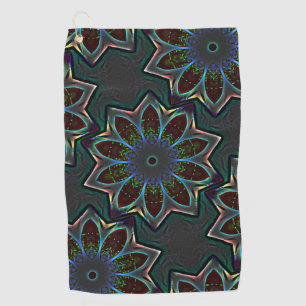Strange dark circular ellipse with abstract leaves golf towel