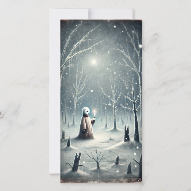 Strange Dark Creepy Snow Man Holiday Card (Front)