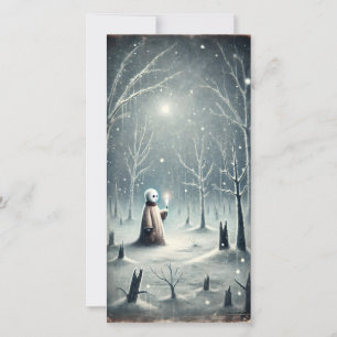 Strange Dark Creepy Snow Man Holiday Card
