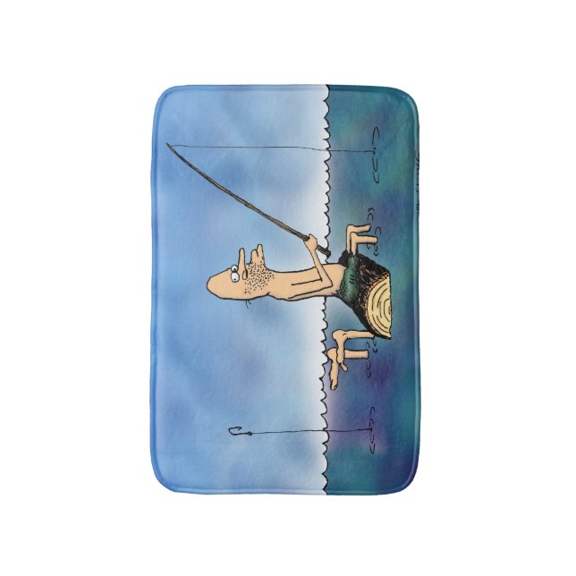 Strange Day Fishing Cartoon Bath Mat (Front Vertical)