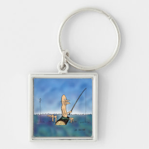 Strange Day Fishing Cartoon Key Ring