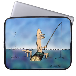 Strange Day Fishing Cartoon Laptop Sleeve