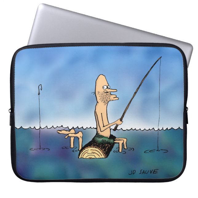 Strange Day Fishing Cartoon Laptop Sleeve (Front)