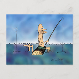 Strange Day Fishing Cartoon Postcard