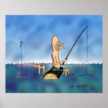 Strange Day Fishing Cartoon Poster
