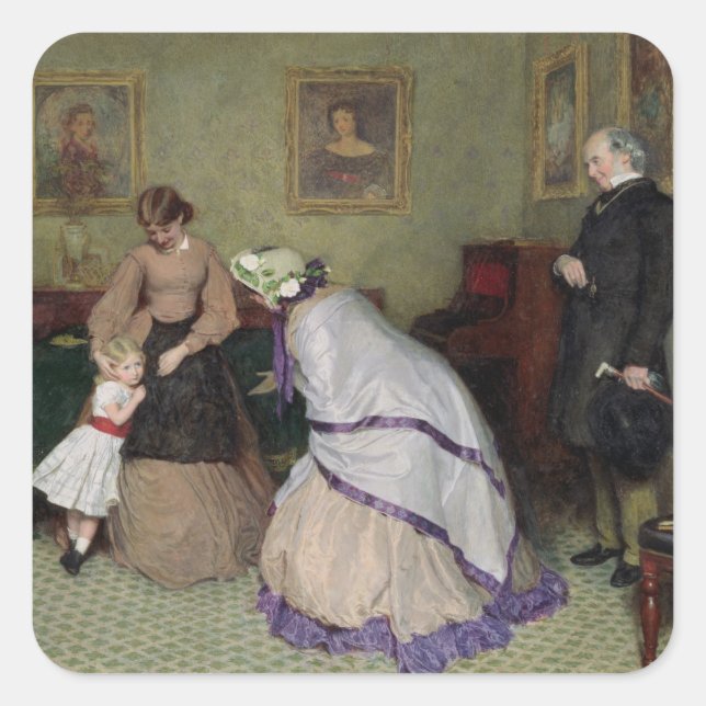 Strange Faces (w/c & bodycolour on paper) Square Sticker (Front)