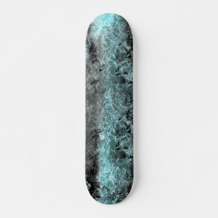 Strange fibrous texture in clear blue and black skateboard